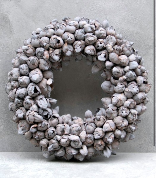 Deko Kranz Kokos Frucht Grau XL 55 cm