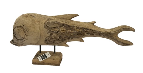 Fisch Deko Figur Holz Naturfarben Modern 80 cm