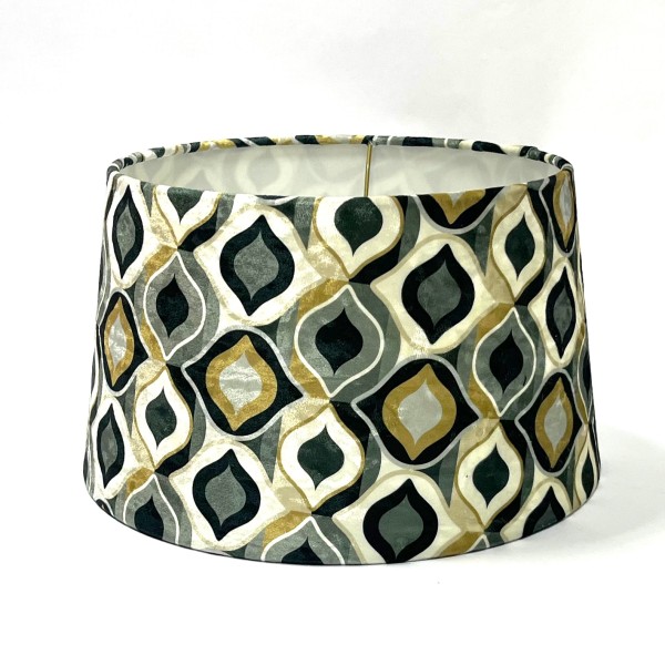 Stehlampenschirm Samt Retro Design Gold Grün Grau 30 x 18 cm