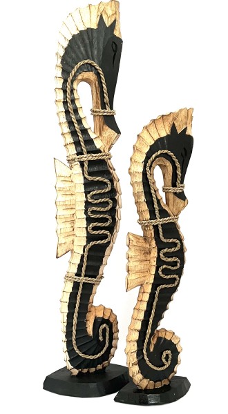 Seepferdchen Holz Figur Maritim 2er Set 80 / 60 cm Handarbeit
