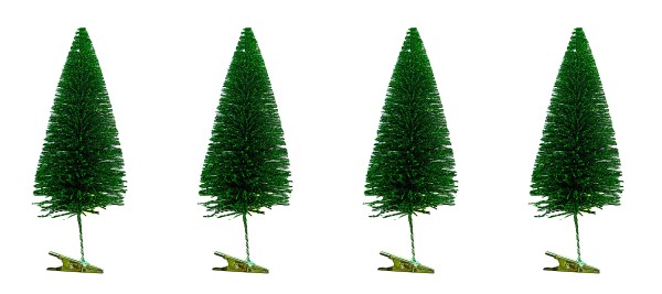 Mini Tannenbaum zum Klemmen 4er Set Grün Glitzer 19 cm