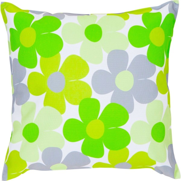 Kissen 4er Set Outdoor Blumen Grün Gelb Sommerlich 47x47 cm