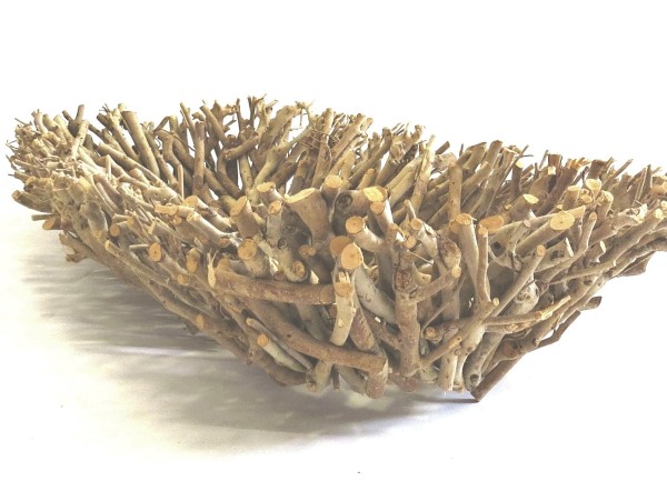 Holz Schale Geflecht Zweige Länglich 70 cm