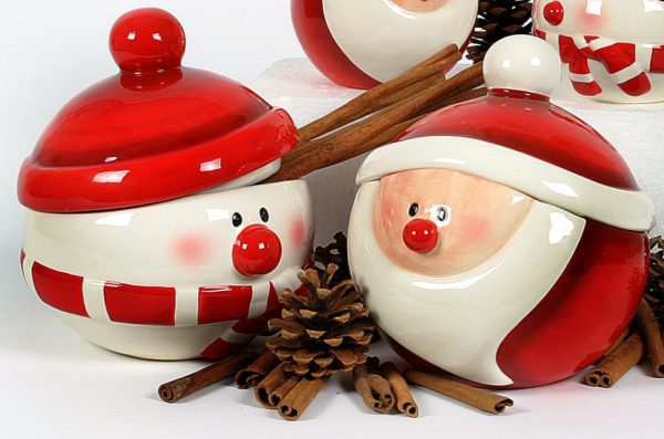 Vorratsdose 2er Set Keramik Schneemann Weihnachten Rot Weiß 13 cm