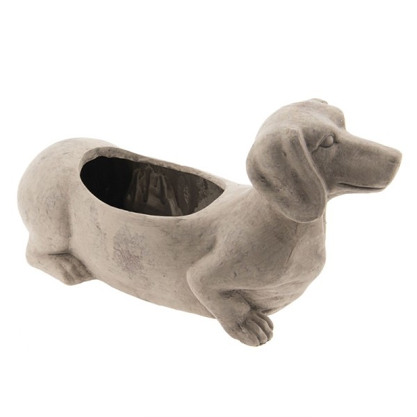 Übertopf Hund Dackel Terracotta Grau Braun 30 cm