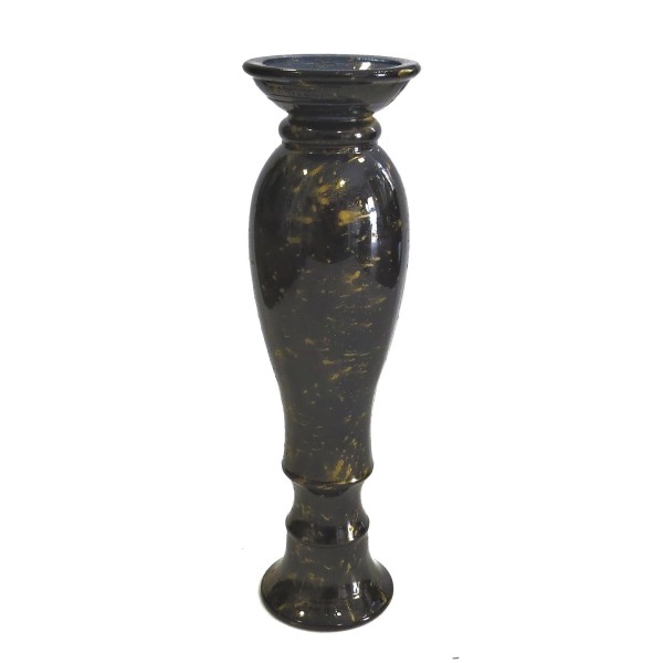 Vase Tisch Schwarz Gold Glas Antik 40 cm