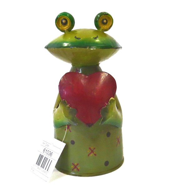 Frosch mit Herz Deko Garten Metall Bunt 19,5 cm