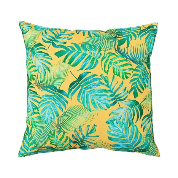 Outdoor Kissen Blätter Gelb Türkis 45 x 45 cm