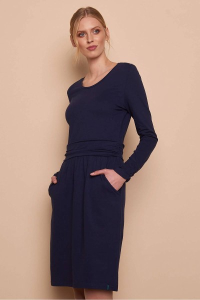 Kleid Midi Langarm Blau Bio Mode Baumwolle Tranquillo Elasthan Jersey L