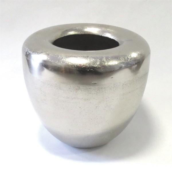 Vase Deko Metall Silber Rund Colmore Retro Stil 23 x 26 cm Mittelgroß