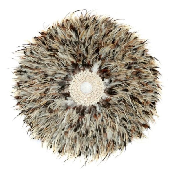 Wand Deko Juju Feder Rund XL Braun 60 cm