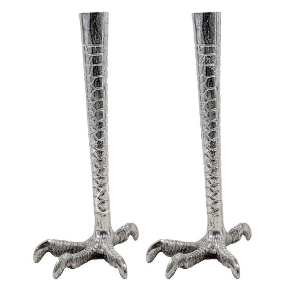 Kerzenständer 2er Set Vogelkralle Modern Design Stabkerze Tisch Deko 27 cm