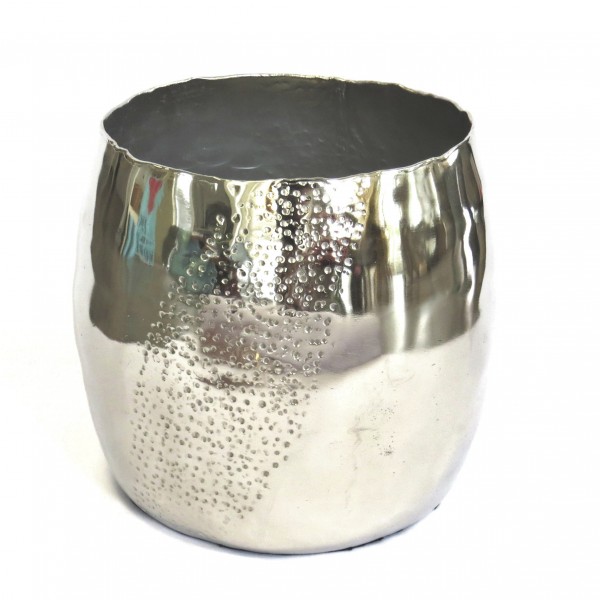 Vase Deko Silber Metall Modern Gehämmert Colmore 24 cm Rund