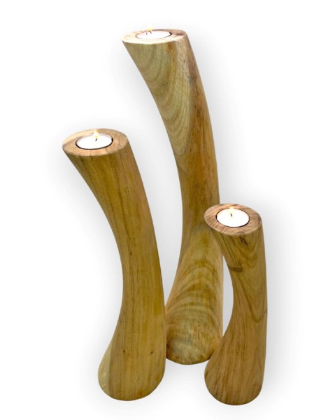 Kerzenständer Teelichthalter Holz Modern 3er Set 50 cm