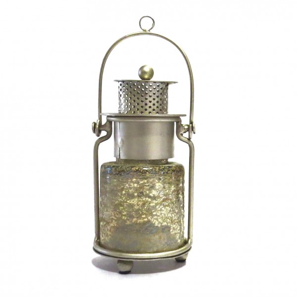 Teelicht Laterne Mini Silber Antik 14 cm