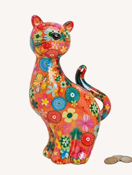 Deko Katze Weiß Keramik Modern Figur Statue 43 cm