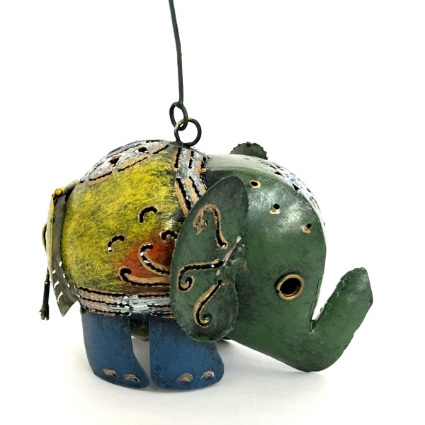 Teelichthalter Hänger Elefant Metall Bunt 13 cm