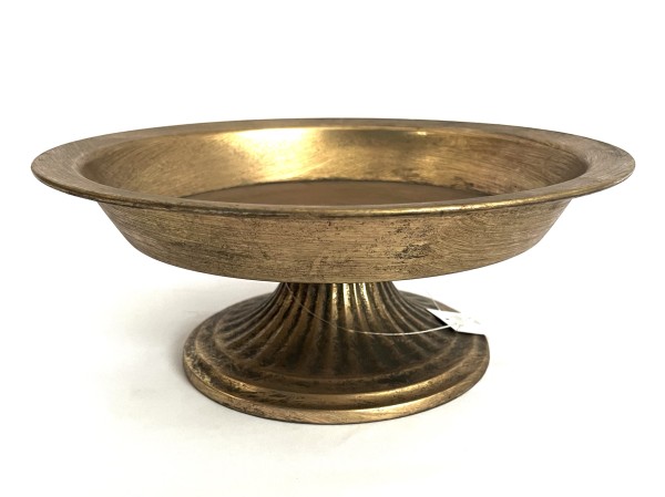 Schale Teller Gold Antik Rund auf Fuß 30 cm