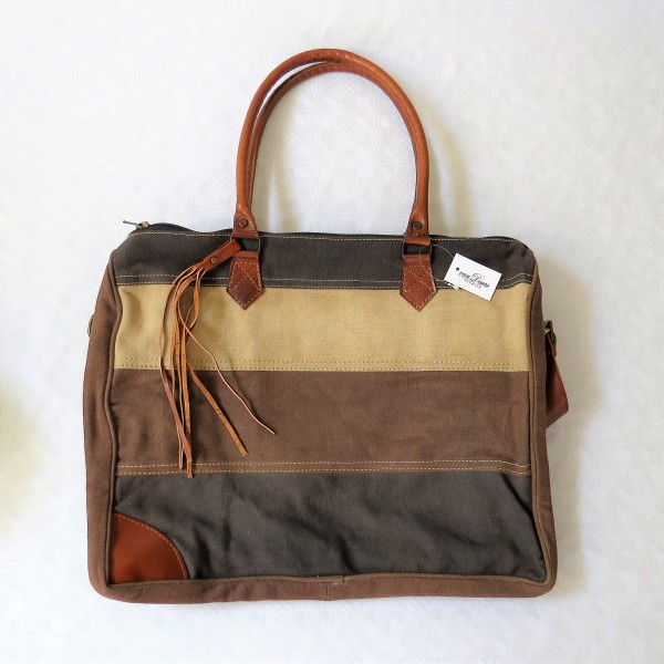 Van Deurs Tasche Vintage Shopper Schwarz Braun Beige Canvas 40 x 34 cm