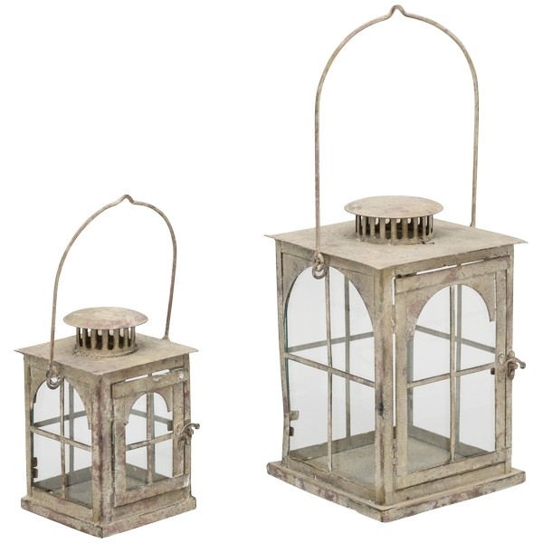 Laternen Set Art Ferro Antik Metall Glas Exner GmbH Shabby 2er Set