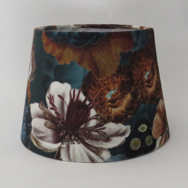 Lampenschirm Tisch Petrol Blumen Samt 20 x 15 cm Colmore