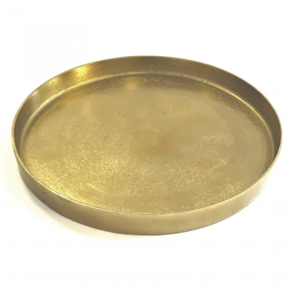 Teller Platte Schale Tablett Gold Rund Metall Modern Tisch Deko Colmore 40 cm