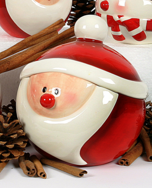 Vorratsdose Weihnachtsmann Keramik Weiß Rot 19 cm