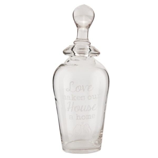 Clayre & Eef Dekoflasche Karaffe Glas Parfümflasche Love makes our House a home 5 x 21 cm