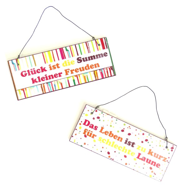 Schild Tafel Glück Gute Laune 2er Set 20 cm