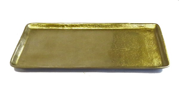 Tablett Kerzen Platte Deko Schale Rechteckig Gold Antik Metall Colmore 40 cm