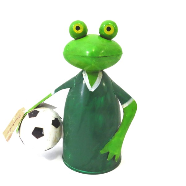 Deko Gartenfrosch Zaunhocker mit Fußball Nummer 9