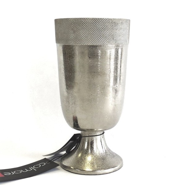 Deko Vase Silber Metall Antik Retro Stil Tischvase auf Fuß 21 cm
