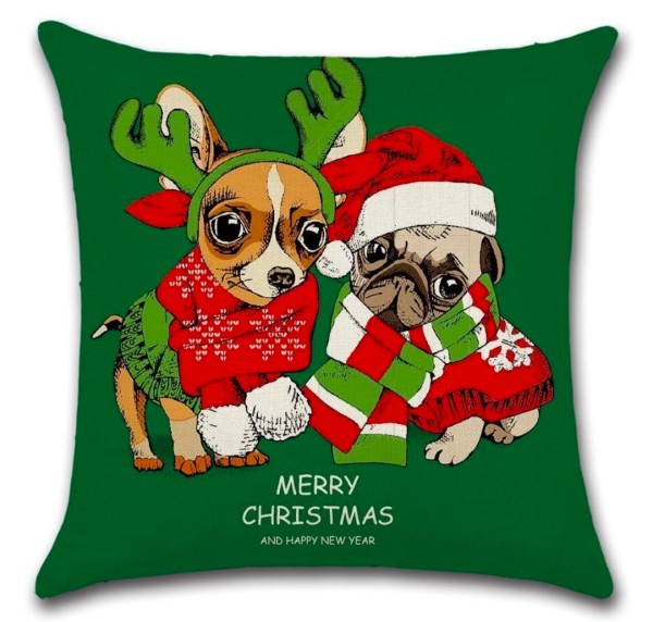 Kissenhülle Weihnachten Lustig Hund Bulldogge 45 cm