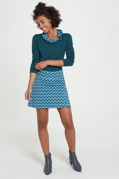 Rock Stiefelrock Flower Stil Blau Leicht Ausgestellt Tranquillo Bio Mode S 36