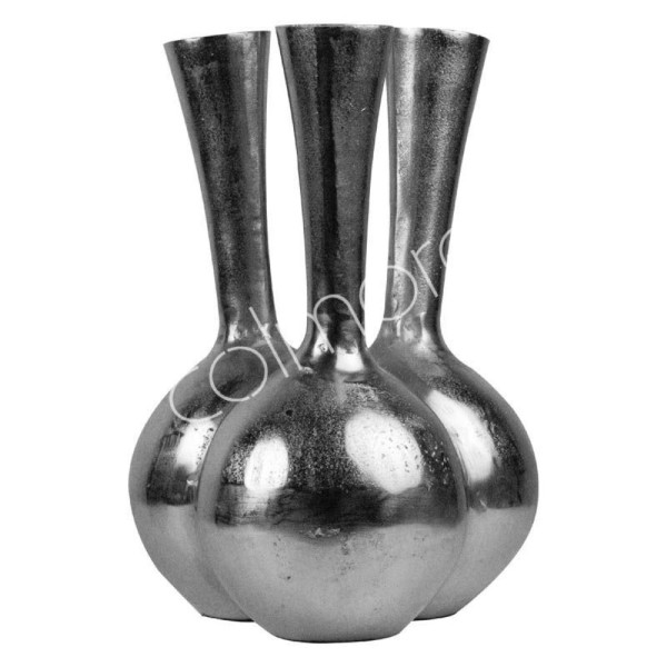 Deko Steck Vase Silber Klein Retro Design 23 cm