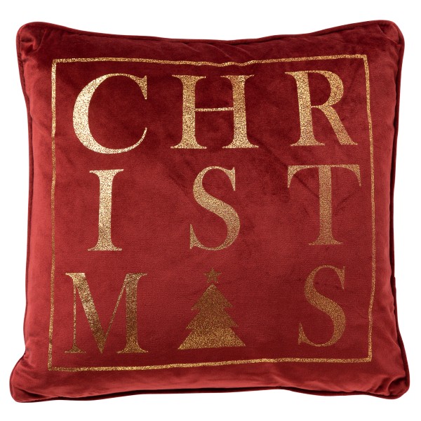 Kissen Rot Gold Weihnachten Christmas Samt 45 x 45 cm