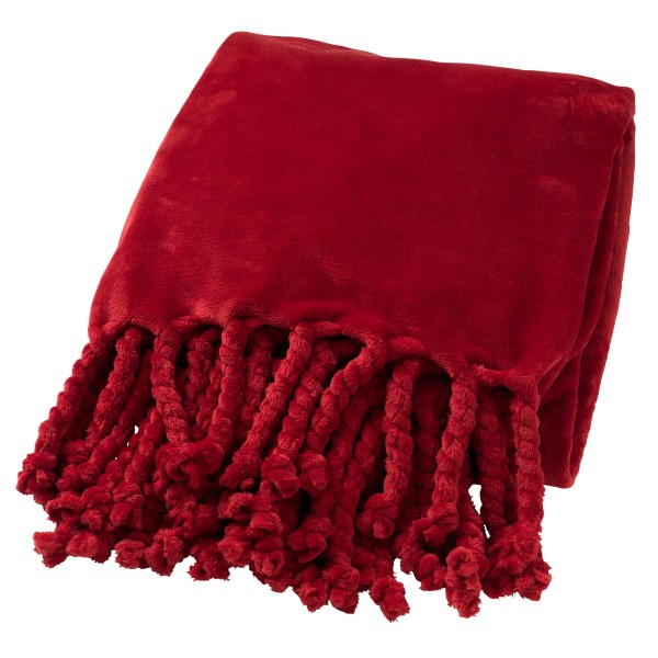 Decke Rot Franzen Kuscheldecke Samt 200 cm