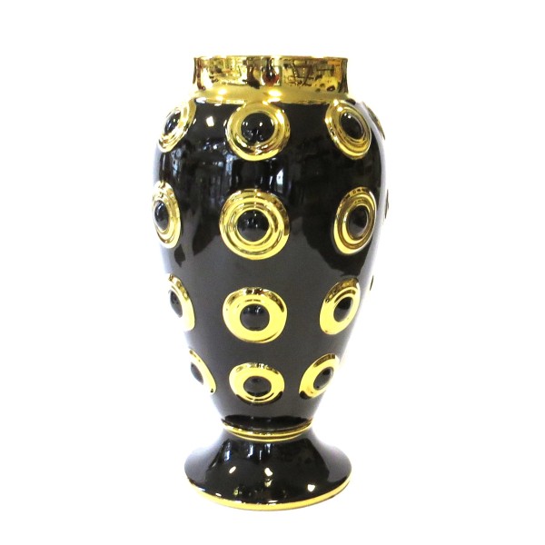 Vase Keramik Schwarz Gold 46 cm
