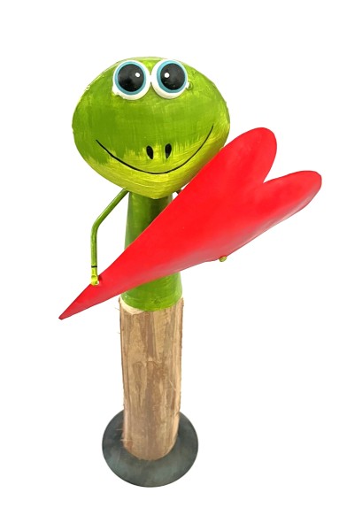 Frosch Garten Deko Herz Rot Grün 42 cm