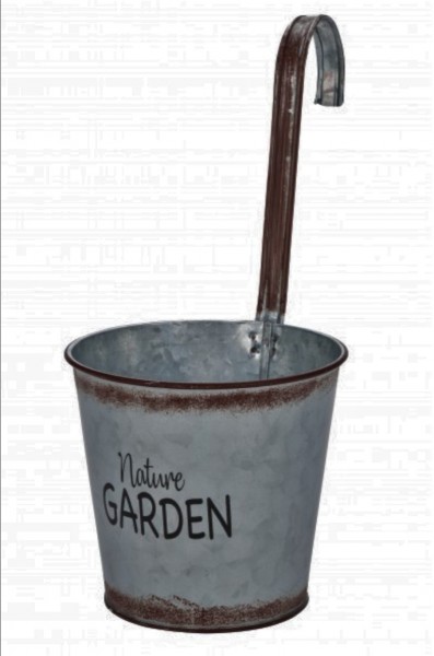 Blumenübertopf Hängetopf Hänger Deko Garten Silber Antik Zink Modern
