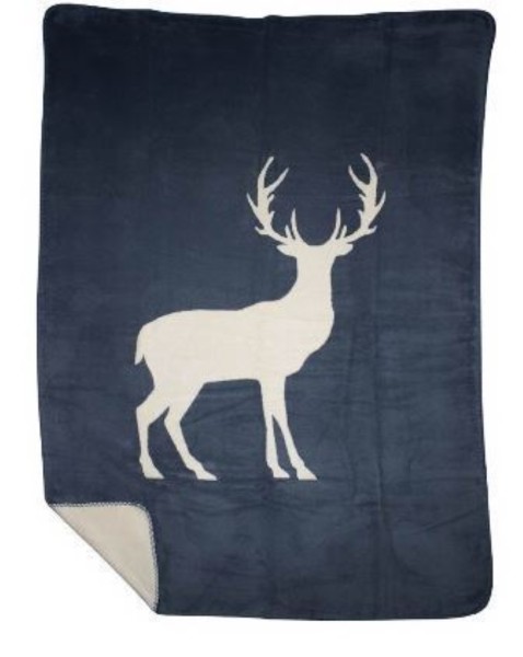 Decke Grau Beige Hirsch Elch Mars More Hüttenstil 180 cm