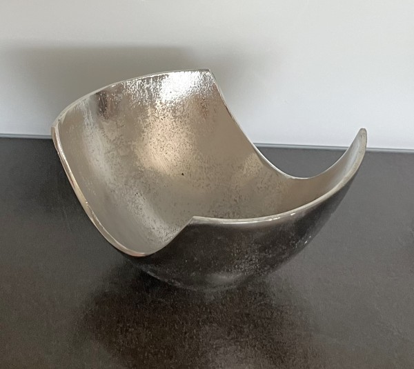 Schale Deko Silber Metall Klein Asymmetrisch 26 cm