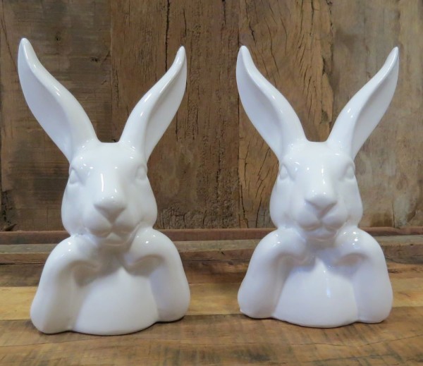 Oster Hase 2er Set Weiß Keramik 17 cm