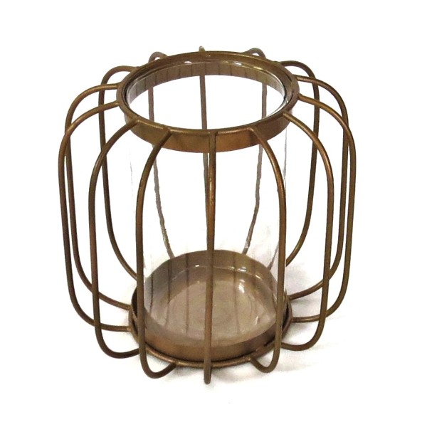 Laterne Windlicht Metall Glas Gitter Colmore 20 cm Bronze Retro