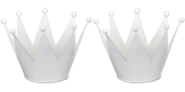 Krone Teelicht 2er Set Metall Weiß Vintage 15 cm