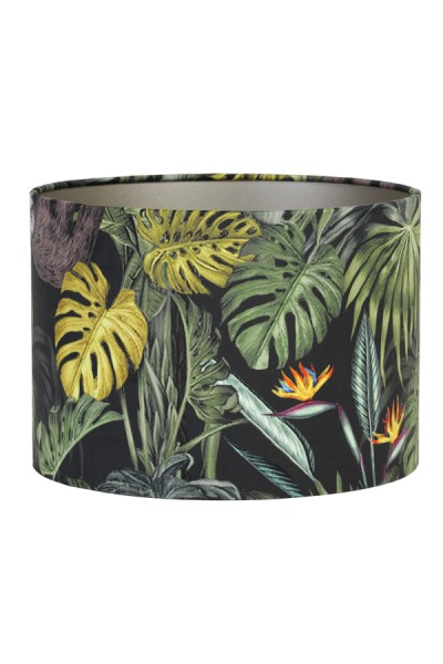 Lampenschirm Tropisch Botanik Trommel Bunt Samt Modern Light & Living 30x30x21 cm