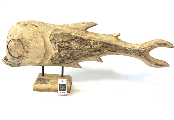Fisch Deko Figur Holz Naturfarben Modern 80 cm