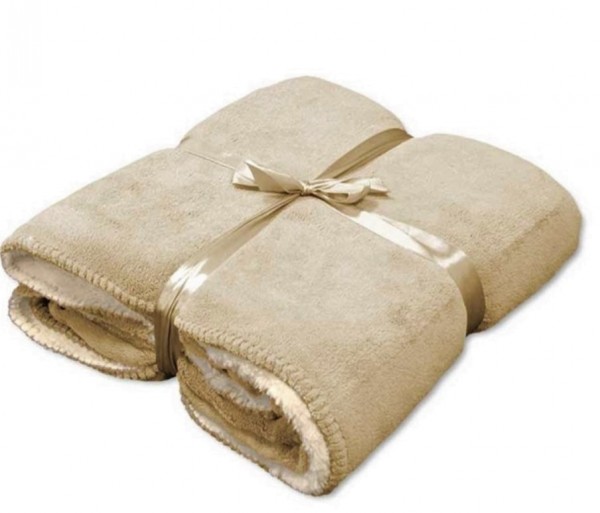 Decke Plaid Sofa Wende Kuschel Beige Samt Unique Living Sand Coby Plaid