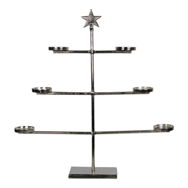 Kerzenhalter Teelicht Tannenbaum Silber Metall Modern 70 cm