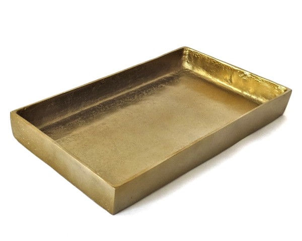 Tablett Teller Schale Platte Deko Kerzen Gold Bronze Metall Colmore Rechteckig Retro